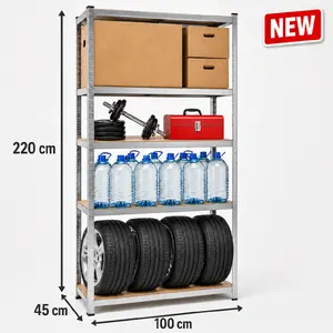 Metal Shelving Unit Rebel RB-125xx Silver Galvanized for Home, Office and Garage