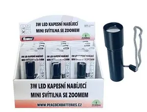 Solight Konnoc S-159 Mini Metal USB Rechargeable Zoom LED Flashlight 3W