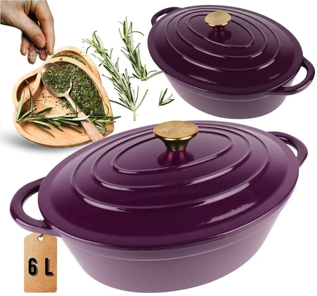 Emaljēta čuguna cepešpanna Hage DK34-eggplant 6L
