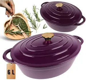 Emaljēta čuguna cepešpanna Hage DK34-eggplant 6L Baklažānu krāsā