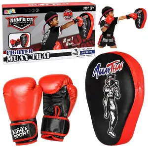 LEANToys Boksa sporta komplekts 2in1 treniņa ķepa un cimdi Muay Thai 31702