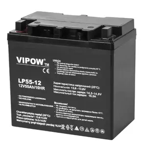 12V 55Ah akumulators :: Gēla -Gēla (GEL) :: 12 Volti, 55 ampērstundas (Ah) :: VIPOW