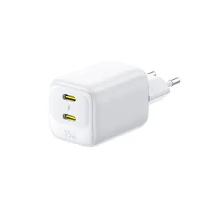 Wall Fast Charger EnerFill FE22 Baseus 45W 2xUSB-C QC PD White with 1m USB-C Cable