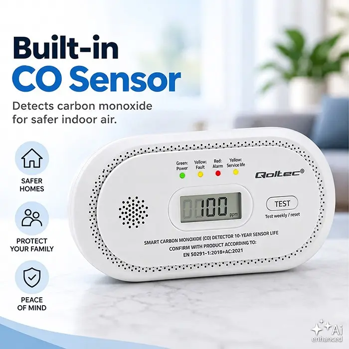 Bezvadu oglekļa monoksīda CO detektors QOLTEC 52644 Photo 6