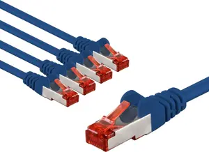 Goobay 66606 Cat6 S/FTP (S-STP) Round Networking Cable RJ-45 Male to RJ-45 Male 1 m Blue, Red
