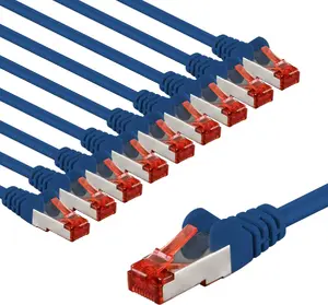 Goobay 66628 1 m Cat6 S/FTP network cable with RJ-45 connectors, round shape, gold-plated contacts, blue and red