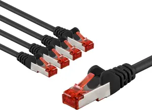 Goobay 66635 Cat6 S/FTP Round Networking Cable with RJ-45 Connectors, 5 m Length, Blue and Red
