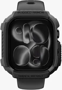 Spigen Rugged Armor Futrālis Melns Termoplastisks poliuretāns priekš Apple Watch 46 mm