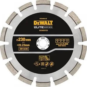 DeWalt DT20466-QZ Segmented Rim Diamond Blade 23 cm Wet Cutting for Asphalt and Concrete
