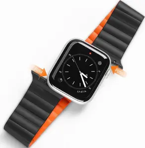 Dux Ducis Magnetic Strap Chain Version for Watch 7 / 6 / 5 / 4 / 3 / 2 / SE 41mm 40mm 38mm Black and Orange
