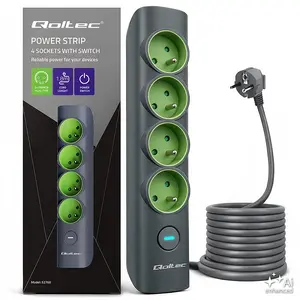 Qoltec Power Strip with Backlit Switch 4 Earthed Sockets 3680W 16A