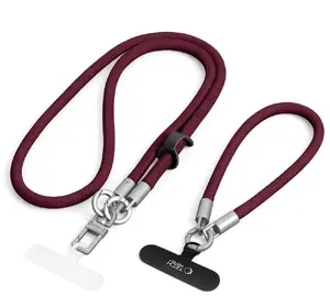 Ремешок Tech-Protect C10S Rope Crossbody and Wrist бордовый и титановый