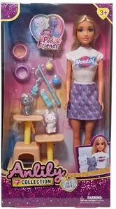 Swede doll with kittens and accessories