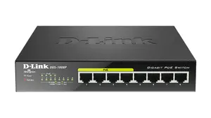 D-Link DGS-1008P/C tīkla komutators ar 8 pieslēgvietām un Power over Ethernet atbalstu