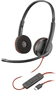 HP POLY Blackwire C3220 On-Ear Wired Headset with USB Connection and Noise-Cancelling Microphone