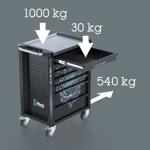 Wera 9706 Workshop Trolley Stainless 2 with 191 Pieces Equipment Black and Silver