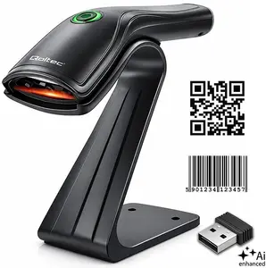 QOLTEC 52752 Беспроводной сканер штрих-кодов 1D и 2D со подставкой USB QR EAN