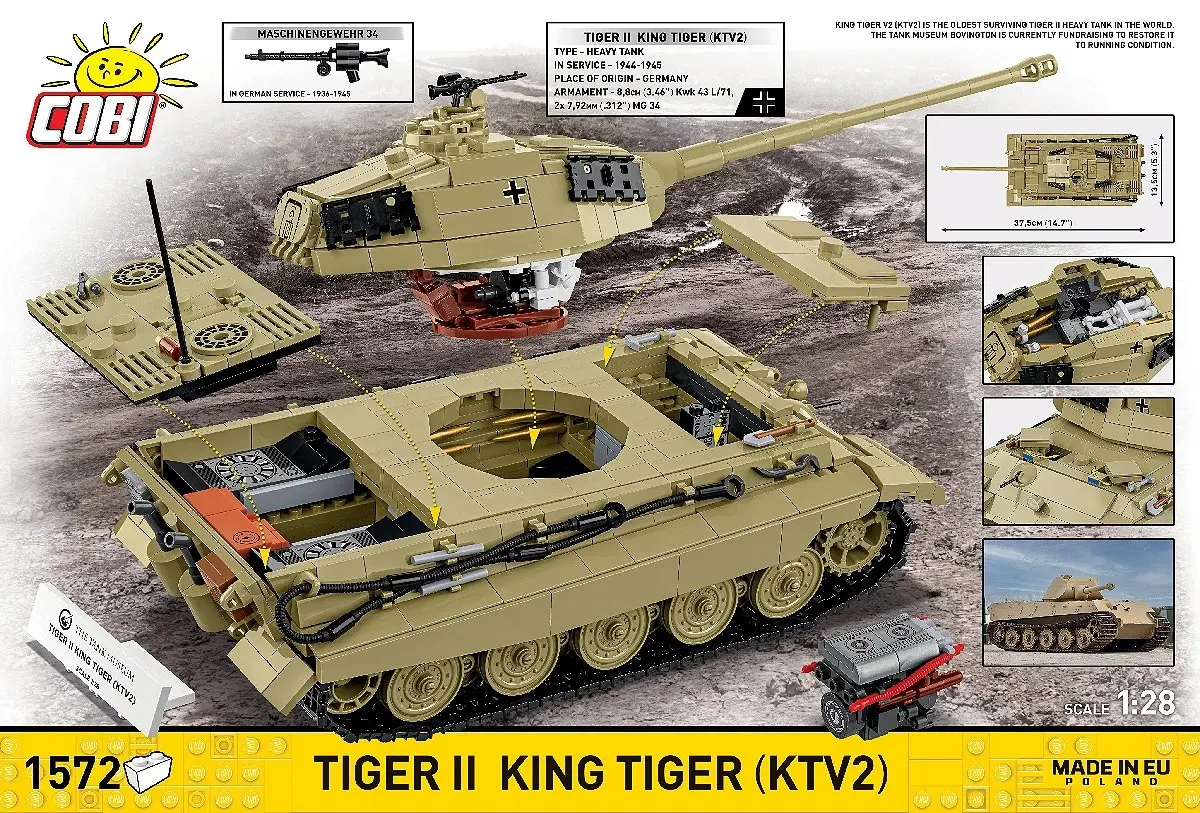 Cobi tanks Tiger II King Tiger 1572 detaļas Photo 11