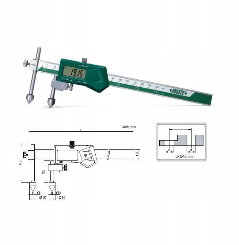 INSIZE 1192-150A Digitālais centrēšanas bīdmērs 10-150