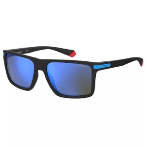 Saules brilles Polaroid PLD 2098/S D51565X vīriešu taisnstūra melna polikarbonāta ietvars zilas polarizētas TAC lēcas