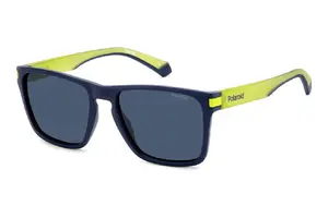 POLAROID PLD 2139/S FLL56C3 Unisex kvadrātveida saulesbrilles melns polikarbonāts zilas polarizētas lēcas