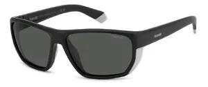 Sunglasses Polaroid PLD 7057/S 00360M9 Rectangle Polarized Male Adult Black Polycarbonate Grey Plastic