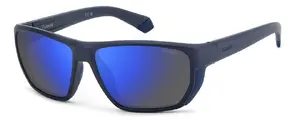 Sunglasses Polaroid PLD 7057/S FLL605X Male Adult Rectangular Blue Mirrored Polarized Plastic Polycarbonate Lens 6 cm
