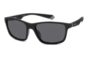 POLAROID PLD 2153/S O6W58M9 Men's Sunglasses Rectangle Black Frame Grey Polarized Lenses Adult