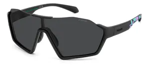 POLAROID PLD 7062/S 00399M9 Sunglasses Male Adult Mask Polycarbonate Plastic Grey Lens Black Temple
