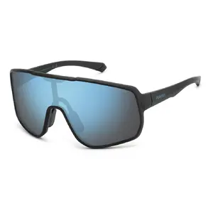 POLAROID PLD 7060/S 003995X Sunglasses Male Mask Polarized Blue Mirrored Plastic Lenses Black Polycarbonate Frame