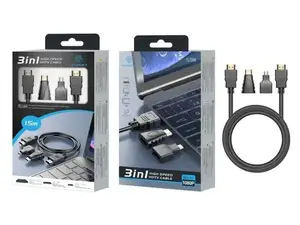 Techancy HDMI video kabelis 3in1 1.5m melns