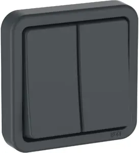 Lauritz Knudsen OPUS 74 double pole switch IP44 anthracite