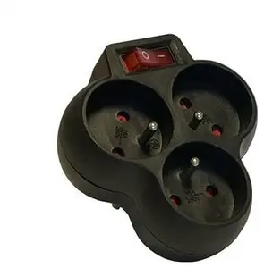Connect IT Strāvas sadalītājs Konnoc DX-FB03K ar 3 apaļām ligzdām un slēdzi, melns