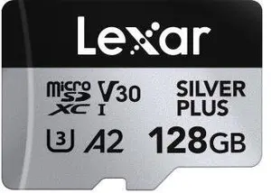 Lexar Professional SILVER PLUS 128 GB MicroSDXC UHS-I Memory Card Read Speed 205 MB/s Write Speed 150 MB/s