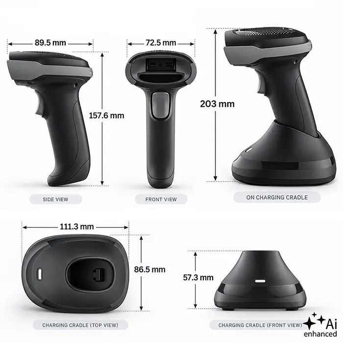 Беспроводной сканер штрих-кодов Qoltec 1D 2D со станцией Photo 9