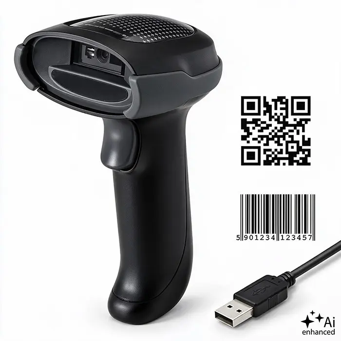 Беспроводной сканер штрих-кодов Qoltec 1D 2D со станцией Photo 10