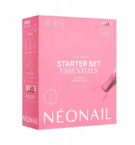 Realac NEONAIL Set Essentials manikīra komplekts ar UV/LED lampu 10/36W, bāzi Hard Base, gela laku Rosy Moment, topu Hard Top, vīli, kociņiem un salvetēm