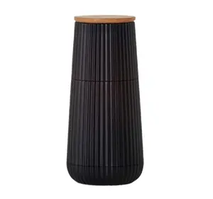 AdHoc Scape Salt and Pepper Mill Set 2 Pieces Height 12.3 cm Diameter 5.8 cm Black Oak and Plastic