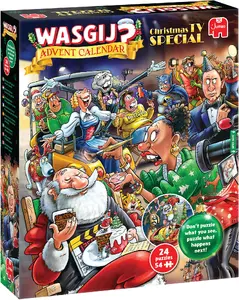 Uniq Wasgij Ziemassvētku Adventes kalendārs Ziemassvētku TV Speciālā puzzle 54 gabali Humors 15-99 gadi