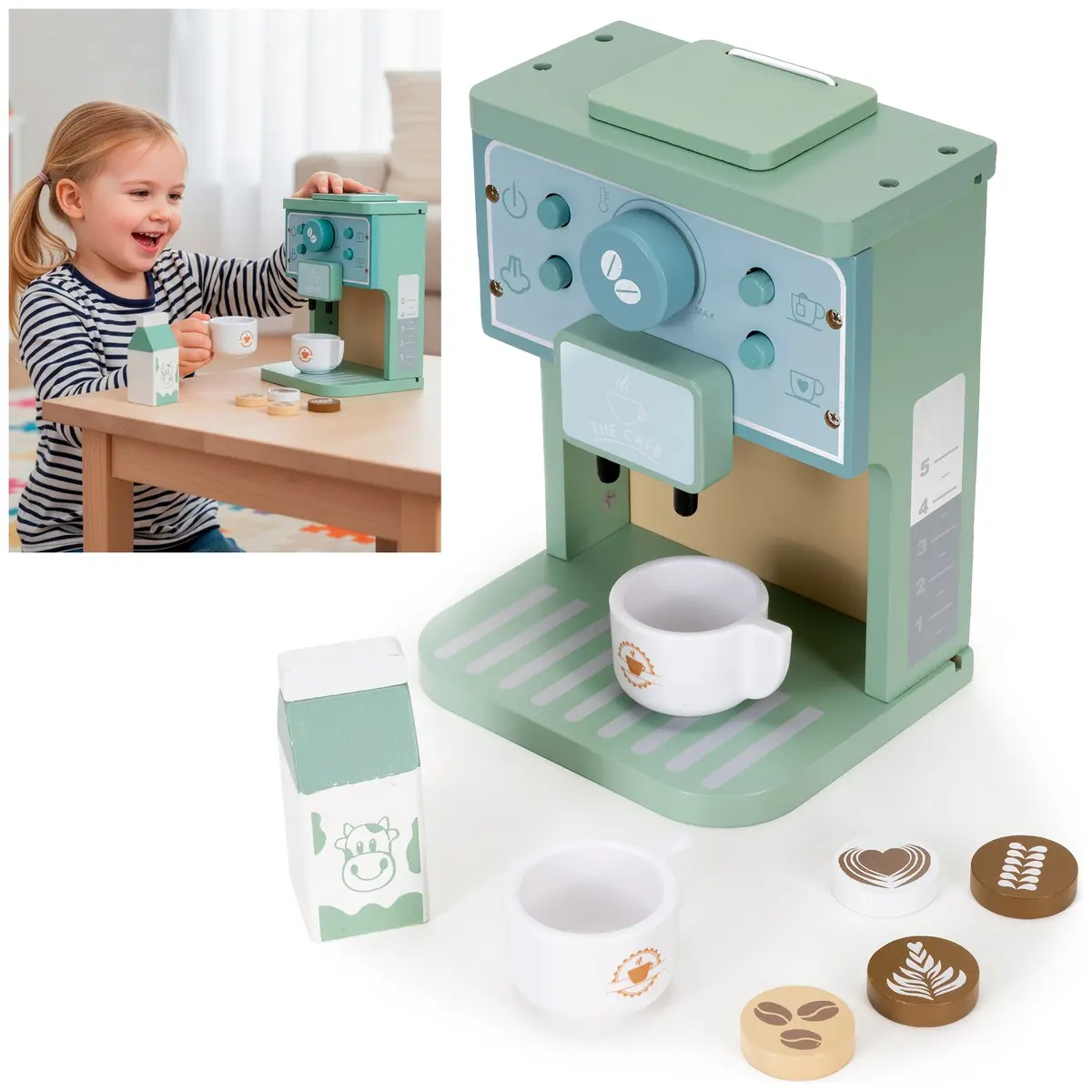 Springos KG0055 Wooden Toy Coffee Machine Photo 9