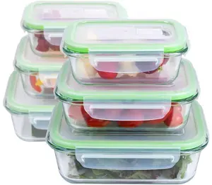 Alpina 6-piece glass food storage container set with lids in 370 ml, 640 ml, and 1050 ml capacities