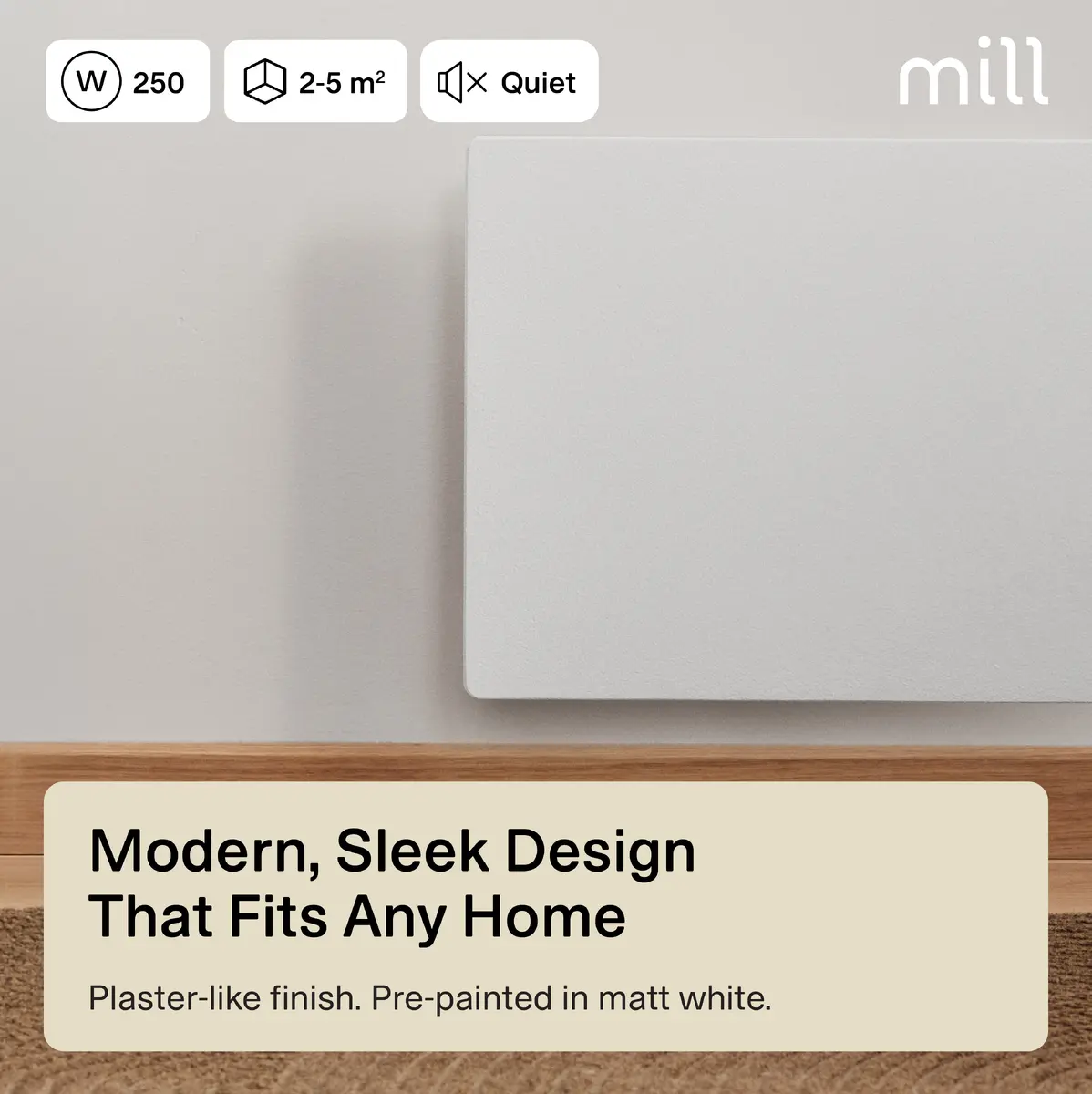 Mill Color Panel Heater COLOR250 250W Matte White Photo 8