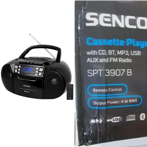 Кассетный плеер Sencor SPT 3907 B с CD FM Bluetooth 4 Вт RMS USB AUX