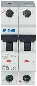 EATON FAZ-C8/2-DC Aizsardzības slēdzis 2-polu C raksturlīkne 8A DC