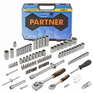 PARTNER 108 daļu instrumentu komplekts 1/4" un 1/2" ar sešstūra galviņām no 4 līdz 32 mm
