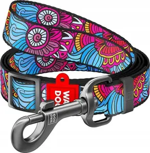 Collar Waudog Nylon Dog Leash Summer Pattern Width 20 mm Length 152-183 cm