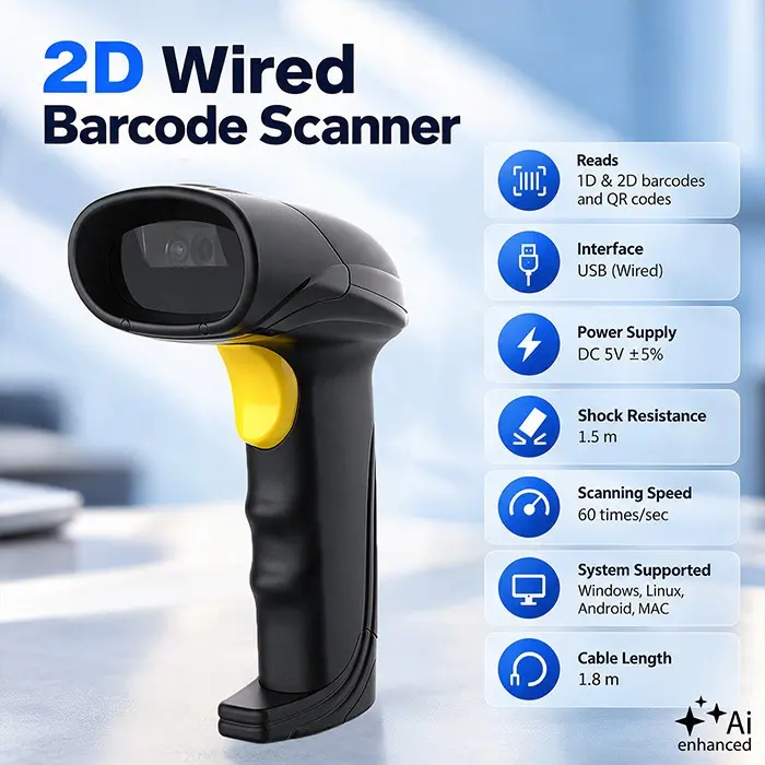 QOLTEC 1D 2D USB Barcode Scanner CMOS Imager Photo 2
