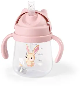 BabyOno 1728/01-Kubek niekapek z obciążoną słomką różowy (ON-2649)