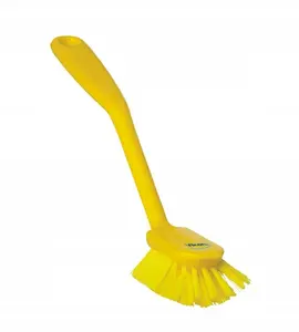 Vikan Dishwashing Brush Medium Yellow Polyester PP Stainless Steel with Scraping Edge