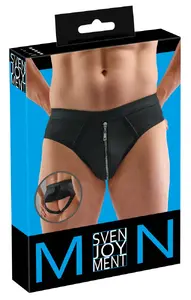 Мужской джокстрап Svenjoyment Men's Jock M Черный матовый с металлической молнией и складной сетчатой спинкой 90% полиэстер 10% эластан